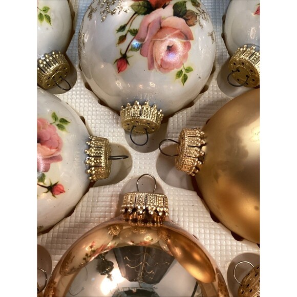 Christmas by Krebs Hand Decorated Glass Ornaments Glitter & Roses Multi Color~4 - Picture 15 of 15